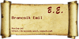 Brancsik Emil névjegykártya